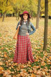 Fall and a long plaid skirt