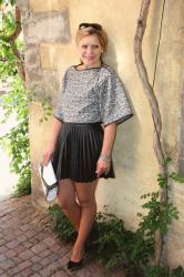 Cropped shirt with leather skirt under 75$