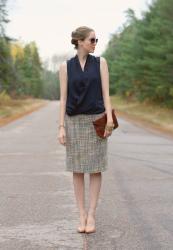 Tweed pencil skirt - autumn workwear