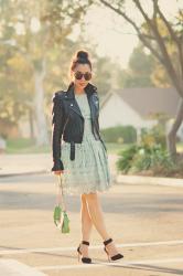 Transfer Summer Dress Into Fall: Minty Lace and Grass Green