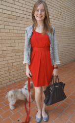 Red Asos Dress With Blue, Marco Tagliaferri Bag | Zara Printed Dress Worn As Top, RM Mini MAB