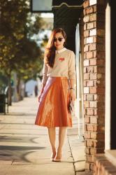 Pumpkin Spice: Collar Sweater and Patent Skirt