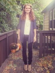 Weekend Wear: Striped Cardigan and Corduroy Pants 