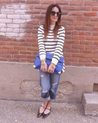 Golden Lane Clutch & H&M Stripe Sweater