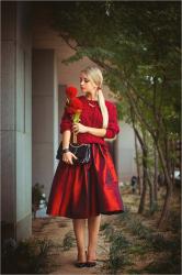 Oxblood skirt and sweater