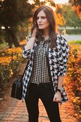 HOUNDSTOOTH COAT AND BLOUSE 