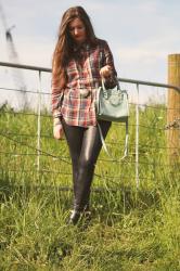 Structured bags and buttoned-up plaid