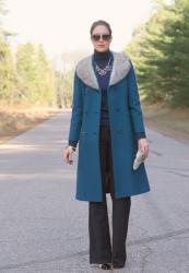 Teal vintage wool coat