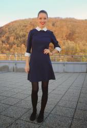 dark blue dress in outfit