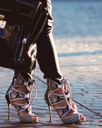 Tough Lady: Leather on Leather with Lace Up Sandals
