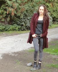 Burgundy knits and rolled up jeans - OOTD