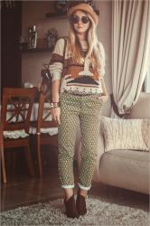 Aztec sweater and printed pants