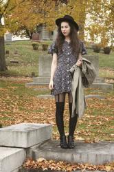 wearing: trench coat and a fedora in my favorite cemetery