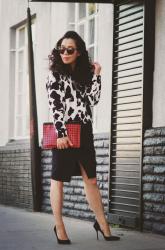 Black and White Animal Print Sweater