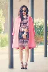 Pink Lover: Pink Coat and Pink Floral Dress