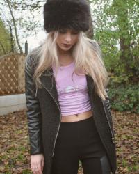 long sleeved crop & pleather leggings