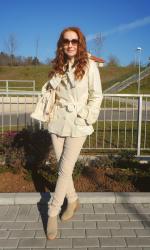 Beige leather jacket