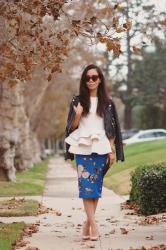 Peplum Top and Floral Pencil Skirt