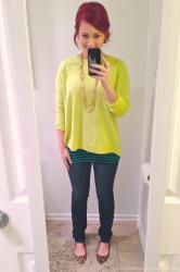 Outfit of the Day | Neon, Gold, & Stripes