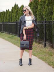 Plaid Pencil Skirt 