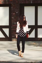 Interview Wear: Cropped Jacket, Polka Dot Shirt and Distressed Jeans