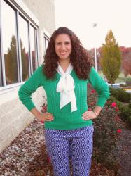 Emerald Green & Printed Blue Pants