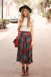 a vintage plaid getup. 