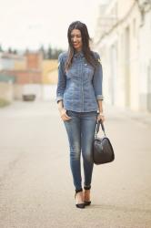 The customized denim blouse