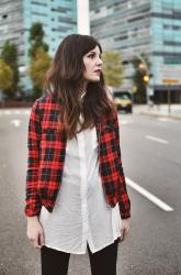 Plaid, white and...new haircut