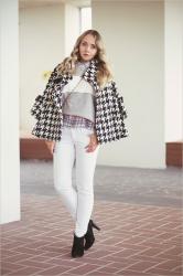 Tartan blouse and houndstooth coat