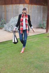 plaid + black + red