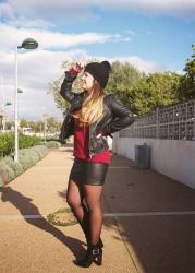 Leather look! Black and raspberry look!
