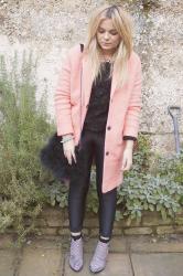 a pink coat