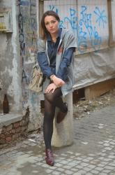 Shorts invernali, camicia di jeans e felpa basket