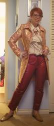 Groovy Baby! Red Leather Pants and Shiny-Shiny Brocade