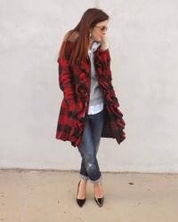 Tracy Reese Buffalo Plaid & J.Crew Fur Hoodie