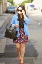 Denim and Skater printed skirt 