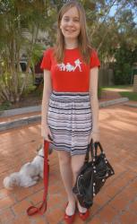 Threadless Tee, Stripe Skirt, Bal Part Time | Cami and Jeans, RM Mini MAC, AWLQ Adoption Drive