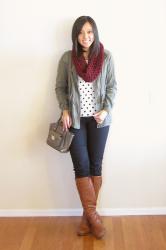 Maroon, Olive, and Polka Dots