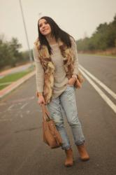 Fur vest & boyfriend jeans