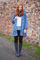 Rainy Day Outfit | Mixed Patterns & Crazy Red Hair