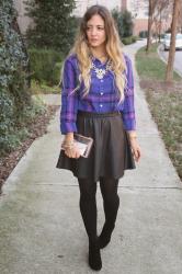 Holiday Outfit Post: Plaid & Leather