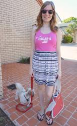 Oscar's Law Singlet, Cheap Monday Skirt, Tote Bag | Orange Stripe Tank, Shorts, Rebecca Minkoff Mini MAC, Video Reveal