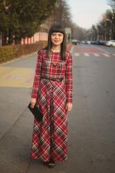 Long plaid dress for Christmas