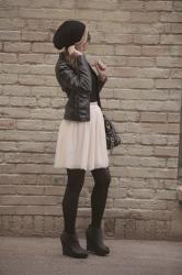 tulle skirt + black beanie