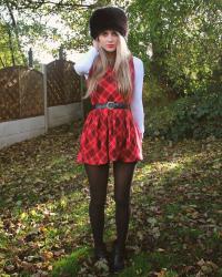 TARTAN SKATER DRESS & FAUX FUR