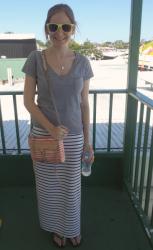 Summer Stripes and Maxi Skirts. Rebecca Minkoff Canvas Mini MAC Bag