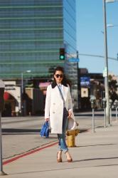 Winter White: J.Crew Contrast-collar Topcoat and Celine Bag