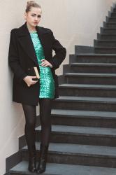 Green sequin dress