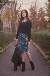 BLUE PRINTED SKIRT 